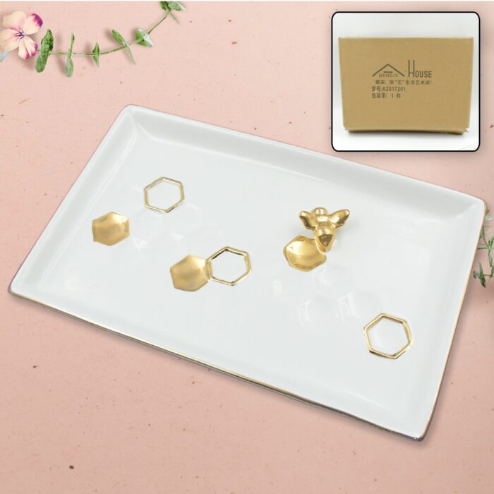 Ceramic Square Plate / Tray / Dish Decoration Home Tray Tableware Decoration Plate For Kitchen Coffee Table Perfume Living Room Mini Bars Snacks, for Decorration Square Plate (1 Pc) - Image 6