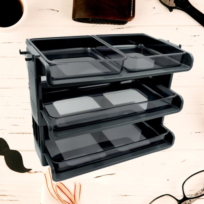 Plastic 3 Layer Storage used in all kinds of household and official places for storing of various types of stuffs and items, Desktop File Storage Rack, Office Data File Rack Drawer Type Classification Cabinet Desktop File Holder Organizer for Office - Image 3