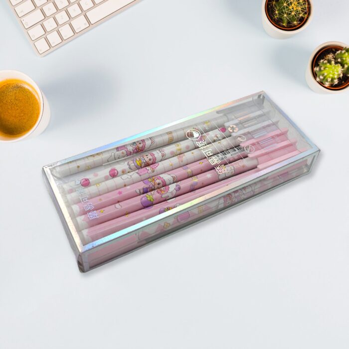 Erasable gel ink pen 12 Pcs/ Fancy Cute Blue Gel Pen with attached Magic Wipe Eraser Gel Pen, Stationery for Office School Writing Examination Supplies Tool, Return Gifts For Kids, Birthday Gifts - Image 6