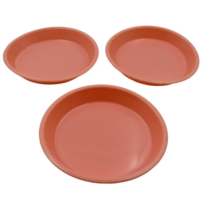 Round Small Plastic Rasmalai / Snacks / Breakfast Plates, Restaurant Serving Trays Home School Coffee Hotel Kitchen Office Reusable Plates for Outdoor, Camping, BPA-free (3 Pcs Set) - Image 4