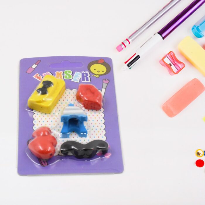 Mix Design 1 Set Fancy & Stylish Colorful Erasers for Children Different Designs & Mix, Eraser Set for Return Gift, Birthday Party, School Prize (1 Set) - Image 4