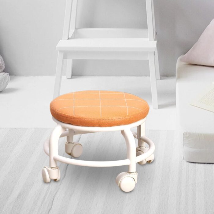 Roller Seat Stool Low Height Rolling Stool Multifunctional Small Household Movable Mini Stool Pulley Wheel Stool for Garage Home Library (1 Pc) - Image 5