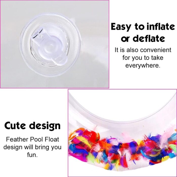 Swim Ring, For Adults, Conveniently Portable, Feathers, Swimming Ring, For Water Play, For Beaches, Swimming, Summer Vacation, Women's, Men's (1 Pc) - Image 6