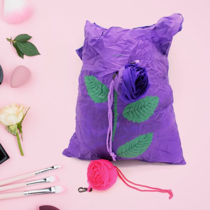 Foldable Nylon Shopping Bag (Rose Design): Reusable, Eco-Friendly (1 Pc) - Image 3