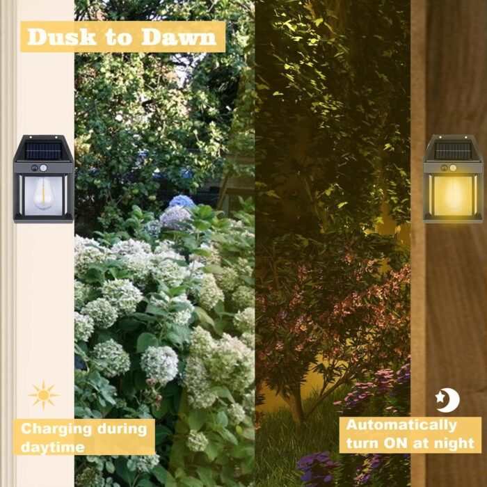 Solar Wall Lights / Lamp Outdoor, Wireless Dusk to Dawn Porch Lights Fixture, Solar Wall Lantern with 3 Modes & Motion Sensor, Waterproof Exterior Lighting with Clear Panel (1 Pc ) - Image 5