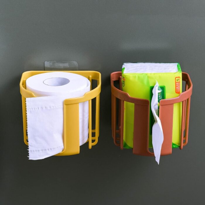 Toilet Paper Holder Bathroom, Tissue Roll Wall Mounted Plastic Bathroom Toilet Paper Roll Holder, Tissue Holder with Storage and Dispenser for Bathroom, Kitchen, Washroom | 14 x 13.5 x 11 Cm - Image 3