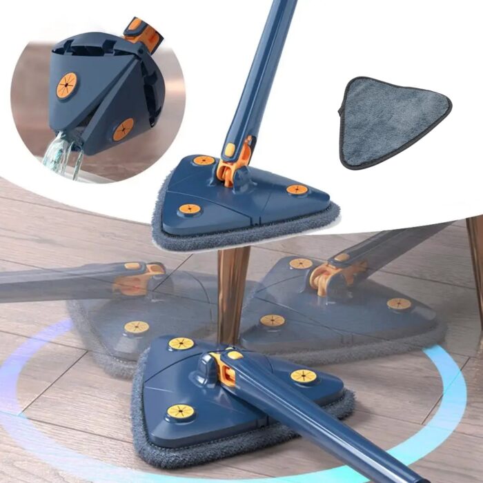 Rotatable Adjustable Triangle Cleaning Mop Triangle Mop with Stainless Steel Long Handle Push-Pull Squeezing Cleaning Mop Dry & Wet Mop for Floor Windows (1 Pc) - Image 3