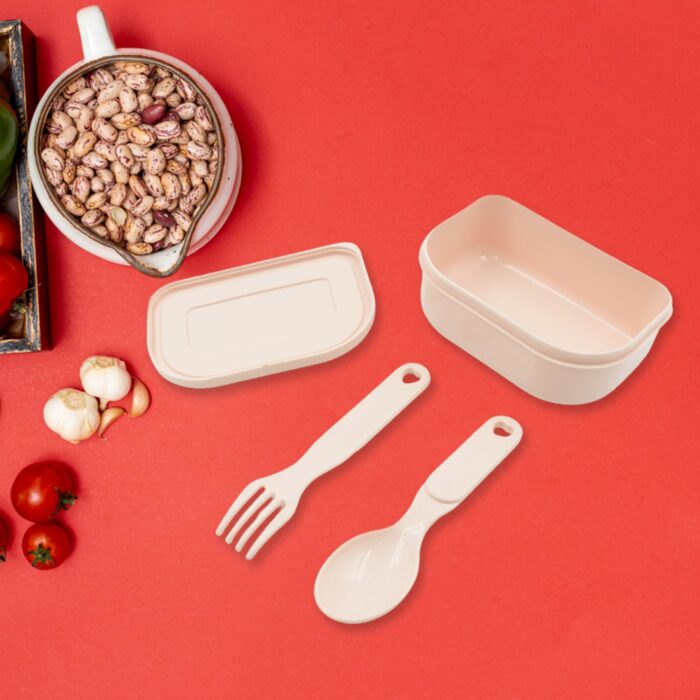 Stainless Steel & Heavy Plastic Material Lunch Box for Kids Air Tight, BPA Free, Easy to Clean, Tiffin Box for School Office College, Snack Box with Spoon and Fork (1 Pc) - Image 5