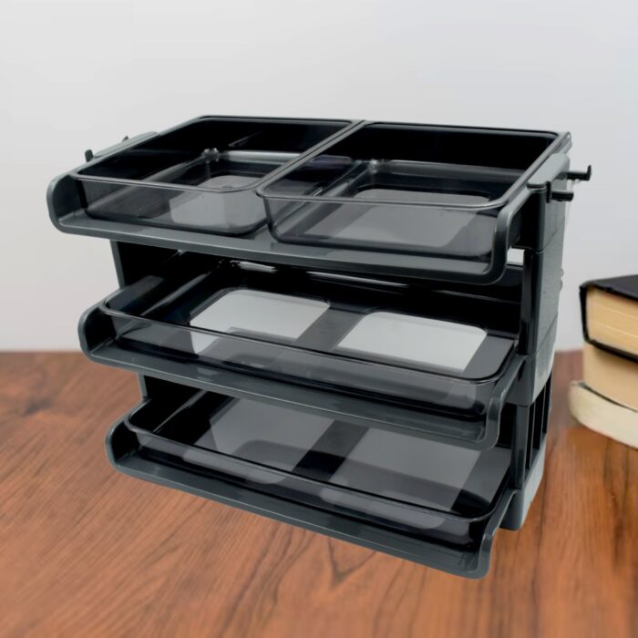 Plastic 3 Layer Storage used in all kinds of household and official places for storing of various types of stuffs and items, Desktop File Storage Rack, Office Data File Rack Drawer Type Classification Cabinet Desktop File Holder Organizer for Office - Image 7
