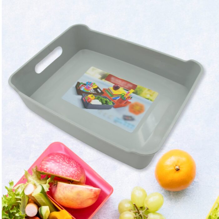 Multipurpose Organising & Storage Plastic Tray,  Fruit & Vegetable/ Multi Purpose Tray, Organizer for Kitchen, Countertop, Cabinet, Bathroom Plastic Storage Basket For Store Fruits, Vegetables, Magazines, Cosmetics, Stationary Set of 3 - Image 3