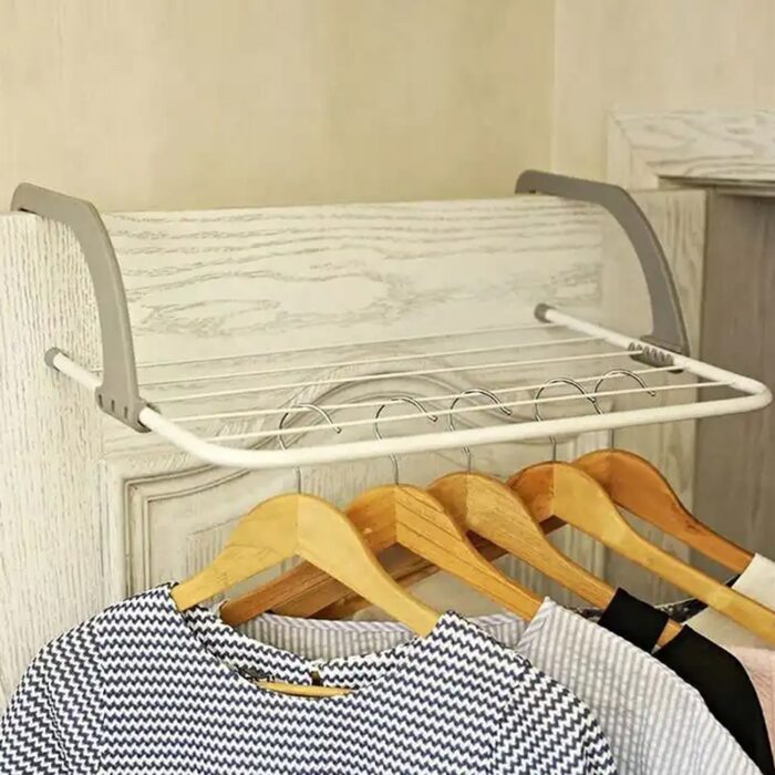 Metal Steel Folding Drying Rack for Clothes Balcony Laundry Hanger for Small Clothes Drying Hanger Metal Clothes Drying Stand, Socks and Plant Storage Holder Outdoor / Indoor Clothes-Towel Drying Rack Hanging on The Door Bathroom (50x35 Cm) - Image 3