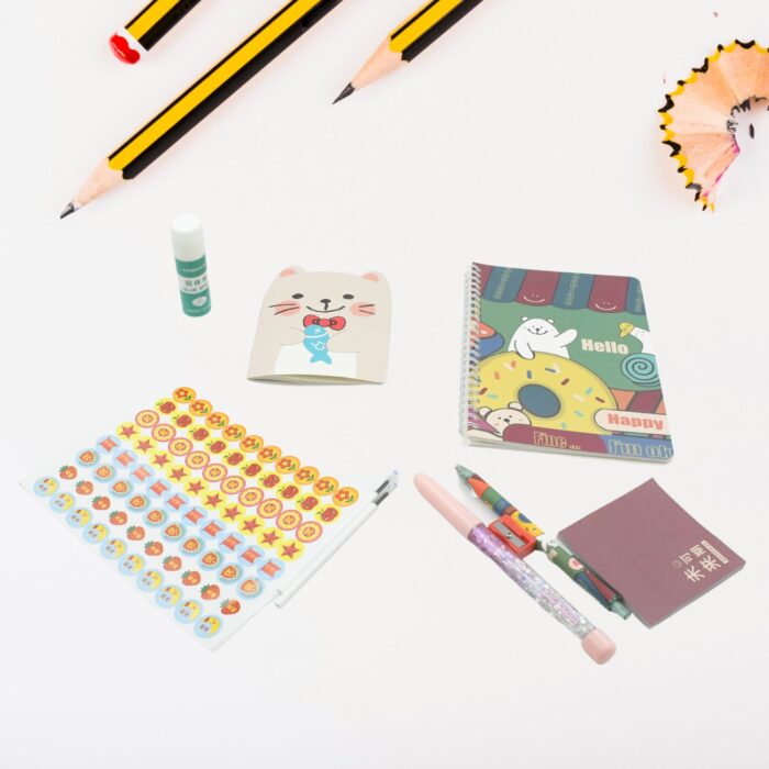 Cartoon Stationery Box  Cartoon Design School Box Book , diary , Pen , Eraser, Sharpner , Sticker & Pen Refill Student Gift School box  (1 box) - Image 6
