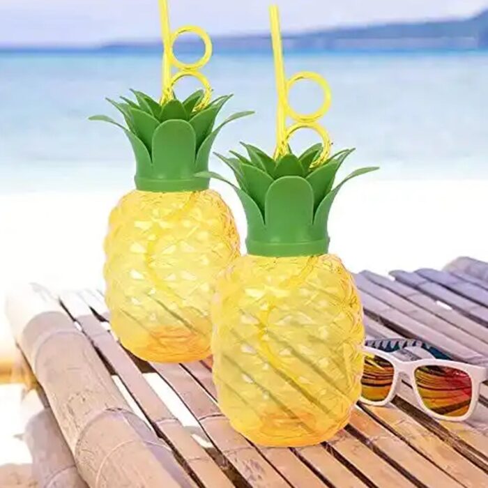 Plastic Pineapple Cups with Straw (1 Pc) - Party Favors, Hawaiian, Beach - Image 3