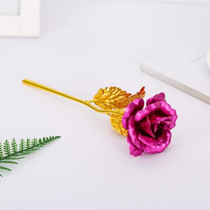 Gold Rose Artificial Rose Flower With Gift Box, Plastic Flowers Best Gifts for Friend Girl Wife Women, Golden Rose Gift for Valentine's Day, Mother's Day, Anniversary, Birthday, Wedding, Gold (1 Pc) - Image 6