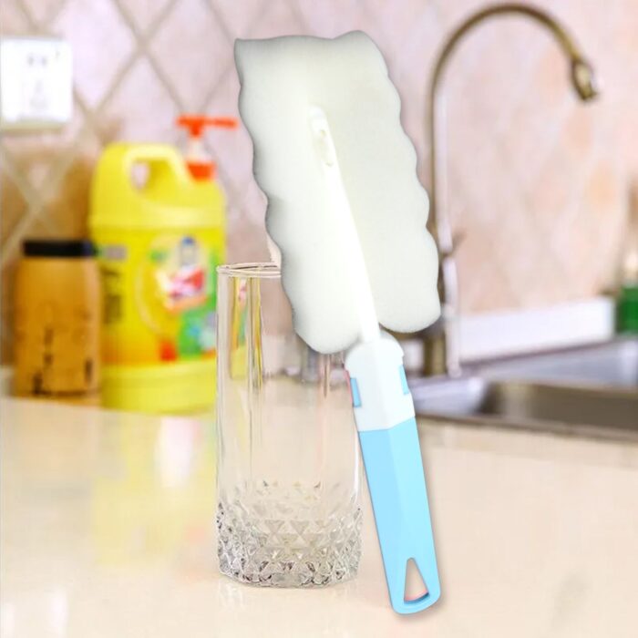 Sponge Cleaning Brush Kitchen Tool Bottle Soft Brush for Dishes| Cleaning Brush Cleaner with Plastic Long Handle, Soft Dish Washing Foam Cleaning Brushes For Cups Mugs Kettles Wine Glasses and Baby Bottles (1 Pc) - Image 5