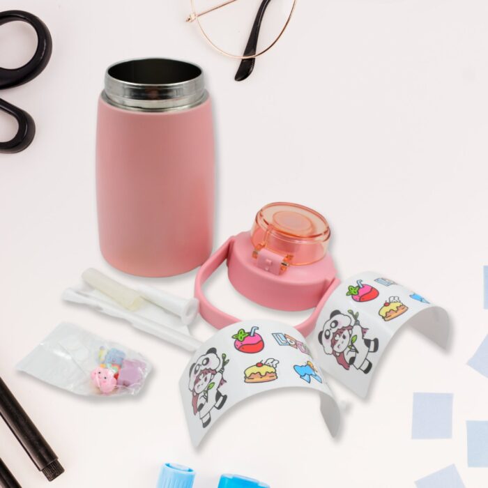 Stainless Steel Vacuum Insulated Water Bottle with Handle & Sticker (700 ML) - Image 6