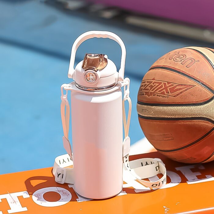 Stainless Steel Vacuum Insulated Water Bottle with Handle & Adjustable Strap (1000 ML / 1 Pc / Mix Color) - Image 7