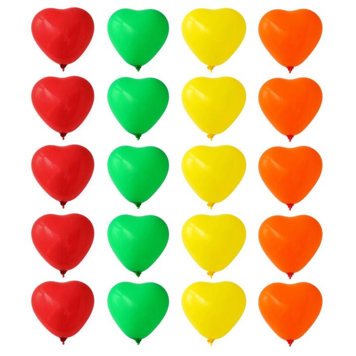 Heart shaped balloons Kinds of Rainbow Party Latex Balloons for Birthday / Anniversary / Valentine's / Wedding / Engagement Party Decoration Multicolor (20 Pcs Set) - Image 4