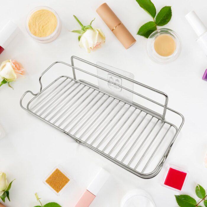 Stainless Steel Kitchen Bathroom Shower Shelf Storage Suction Basket Rack (1 Pc) - Image 3
