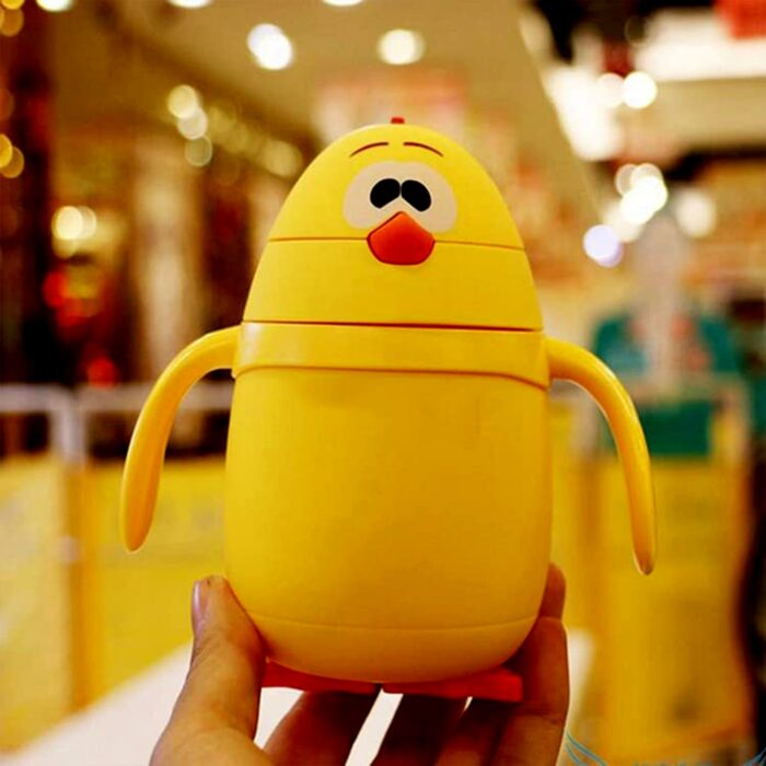 Cute Duck Shape Milk Bottle With Adjustable Strap / Water & Juice Bottle For Kids / Thermos Bottle Outdoor Sport Glass water bottle, leakproof BPA-free for travel cold and hot water glass water bottle - 248ML - Image 3