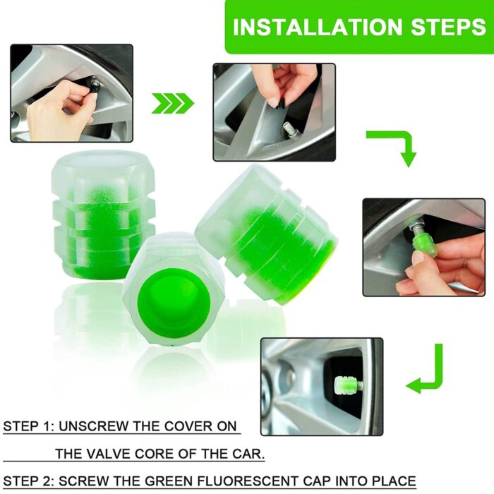 Tyre Valve Caps Luminous Glow Car Tire Air Stem Valve Cap Covers vaal cap ( 4 Pcs Mix Colour) - Image 6