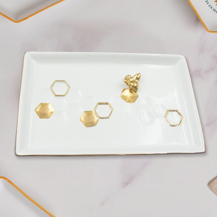 Ceramic Square Plate / Tray / Dish Decoration Home Tray Tableware Decoration Plate For Kitchen Coffee Table Perfume Living Room Mini Bars Snacks, for Decorration Square Plate (1 Pc)