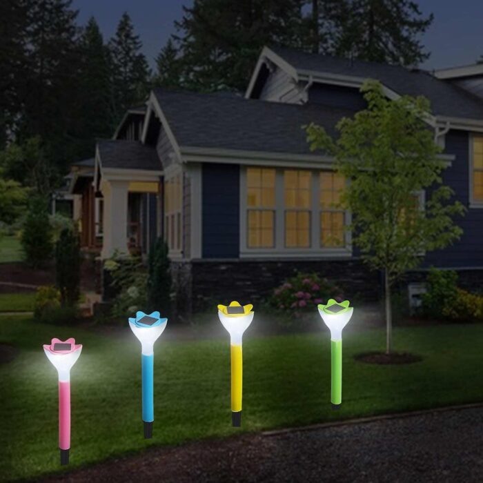 Street Light Solar Flowers Lights Road Light Flower Landscape Light Decorative Yard Lights Solar Lights Garden Stake Flower Lights Solar Landscape Light in Outdoor Spotlight (2 Pc ) - Image 5