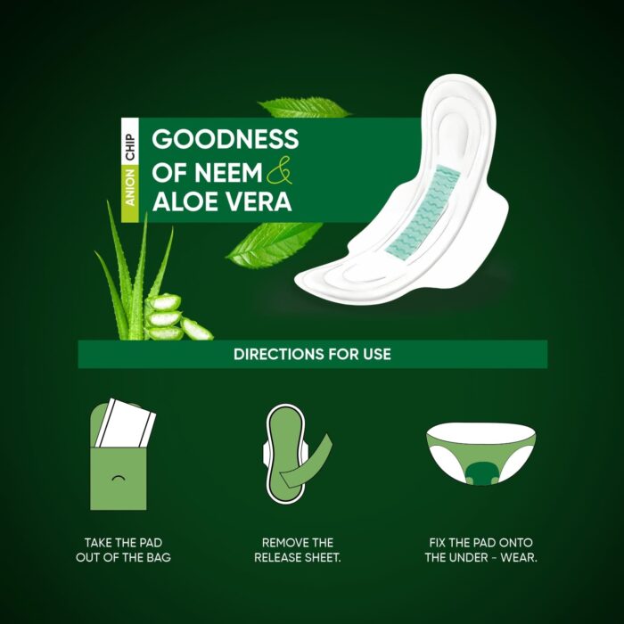 Sanitary Pads for Women With Goodness of Neem & Aloe Vera | Ultra Thin | Leakage Protection | PH Balance | With Antibacterial Anion Chip | 5X More Absorbance (320 mm / 36 Pads) - Image 6