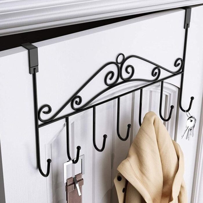 Over The Door Hanger Rack 7 Hooks Decorative Ognazier Hook Rack Stylish Door Hanger Door Hook Hangers with 7 Hooks,Metal Hanging Rack for Home Office Use - Image 5