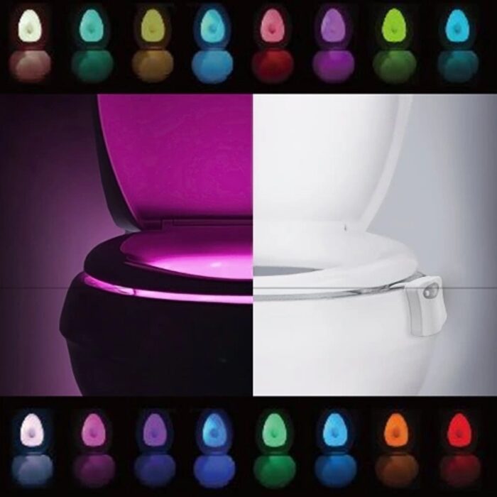 Toilet Light, LED Toilet Bowl Light Toilet Cover Lamp Sturdy and Durable, Toilet Night Light 8 Colors In One Device Battery Operated, Bathroom Equipment for Bathroom for Home (1 Pc / Battery Not Included) - Image 3