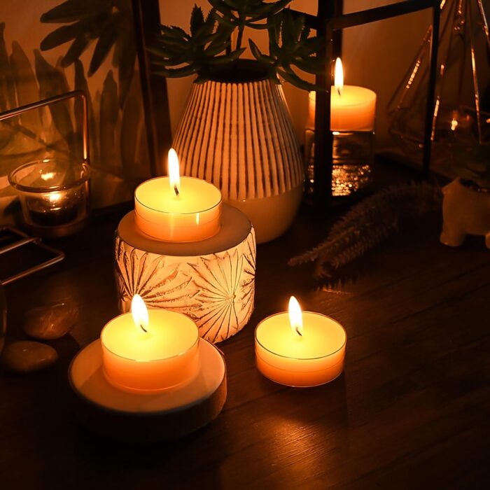 Tealight Diwali Candles for Home Decoration Smokeless Candles for Decorations Long Burning for Mood Dinners Parities Home Decoration Wedding Candle (1 Pc / Mix Color) - Image 6
