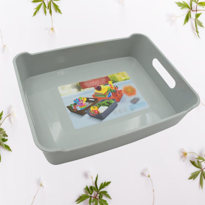 Multipurpose Organising & Storage Plastic Tray,  Fruit & Vegetable/ Multi Purpose Tray, Organizer for Kitchen, Countertop, Cabinet, Bathroom Plastic Storage Basket For Store Fruits, Vegetables, Magazines, Cosmetics, Stationary Set of 3 - Image 5