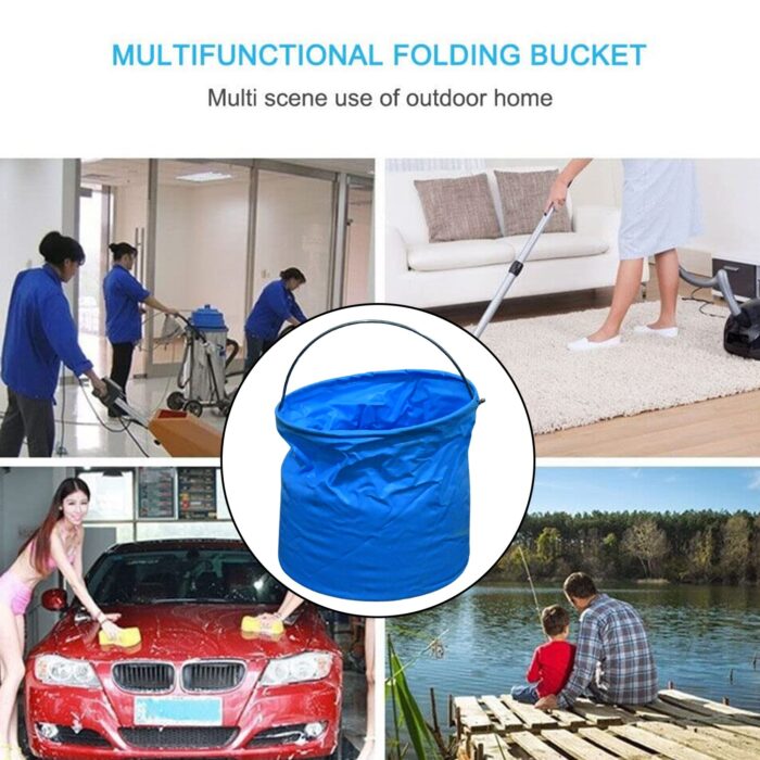 Folding Bucket, Portable, Round Bucket, Simple Bucket, With Handle, Multi-functional, For Outdoor Use, Fishing, Car Washing, Cleaning, Disaster Prevention, Portable, Lightweight, Durable (1 pc / Mix Color) - Image 6
