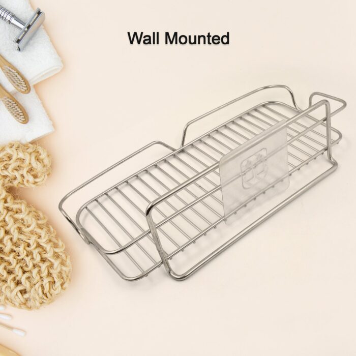 Stainless Steel Kitchen Bathroom Shower Shelf Storage Suction Basket Rack (1 Pc) - Image 5