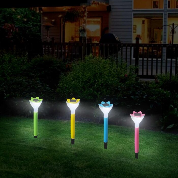 Street Light Solar Flowers Lights Road Light Flower Landscape Light Decorative Yard Lights Solar Lights Garden Stake Flower Lights Solar Landscape Light in Outdoor Spotlight (2 Pc ) - Image 6