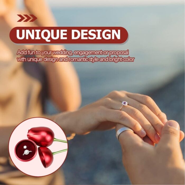 Plastic Red Rose Couple Rings Box-Fancy Rings Box (No Rings Included / 1 pc) - Image 6
