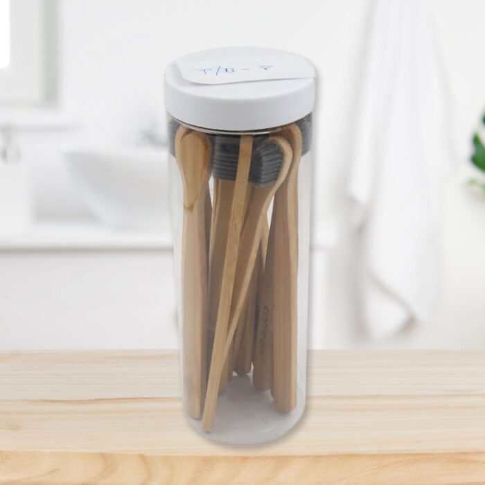 Bamboo Wooden Toothbrush Soft Toothbrush Wooden Child Bamboo Biodegradable Toothbrush, Manual Toothbrush for Adult, Kids (15 pcs set / With Round Box) - Image 3