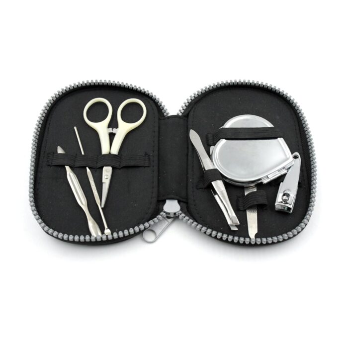 7pc Nail Clipper Kit, Fingernail Clipper, Manicure Set, Stainless Steel Nail Cutter Set,Manicure Toe Nail Clippers Care Tools with Lightweight and Beautiful Travel Case & Mirror (7Pc Set) - Image 4