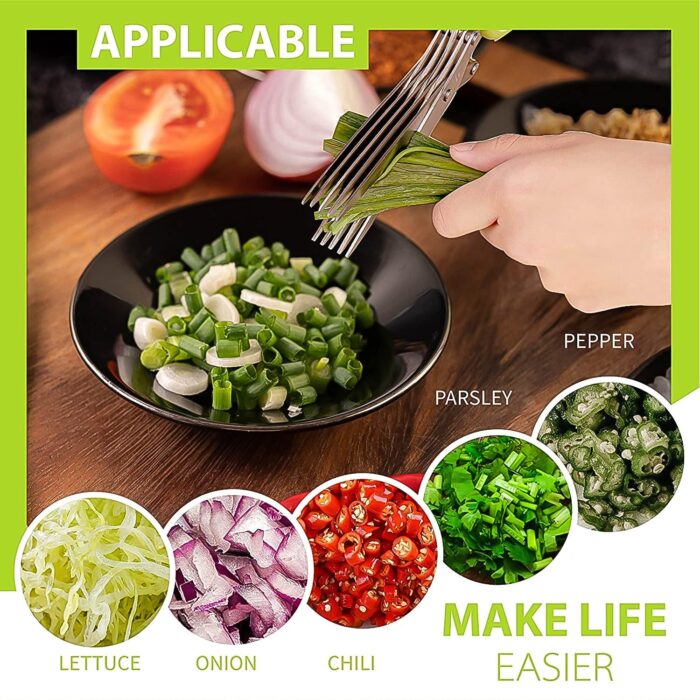 Multifunction Vegetable Stainless Steel Herbs Scissor with 5 Blades (1 Pc) - Image 5