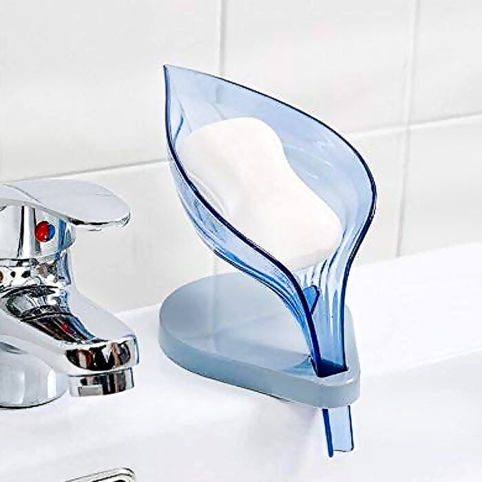 Plastic Leaf Shape Soap Box Self Draining Bathroom Soap Holder, Decorative Drainage Plastic Soap Dish with Draining Tray (Mix Color / 1 Pc) - Image 5