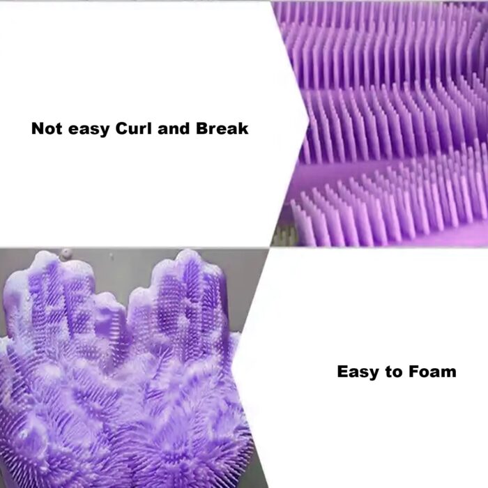Dishwashing Gloves with Scrubber| Silicone Cleaning Reusable Scrub Gloves for Wash Dish Kitchen| Bathroom| Pet Grooming Wet and Dry Glove (1 Pair , 196Gm) - Image 2