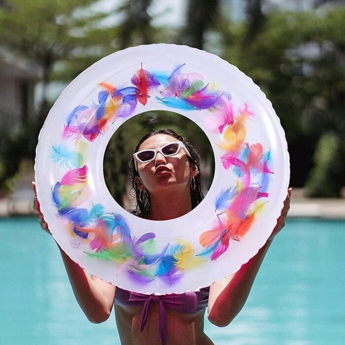 Swim Ring, For children, Conveniently Portable, Feathers, Swimming Ring, For Water Play, For Beaches, Swimming, Summer Vacation (1 Pc) - Image 2