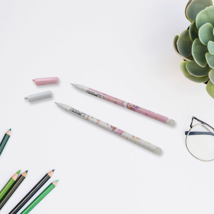 Erasable gel ink pen 12 Pcs/ Fancy Cute Blue Gel Pen with attached Magic Wipe Eraser Gel Pen, Stationery for Office School Writing Examination Supplies Tool, Return Gifts For Kids, Birthday Gifts - Image 3