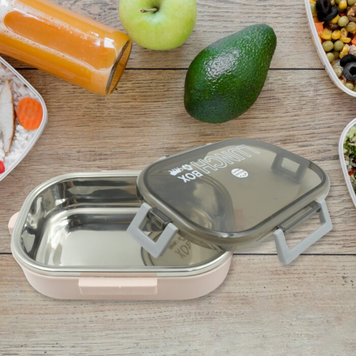 Stainless Steel & Heavy Plastic Material Lunch Box for Kids Air Tight, BPA Free, Easy to Clean, Tiffin Box for School Office College, Snack Box with Spoon and Fork (1 Pc) - Image 6