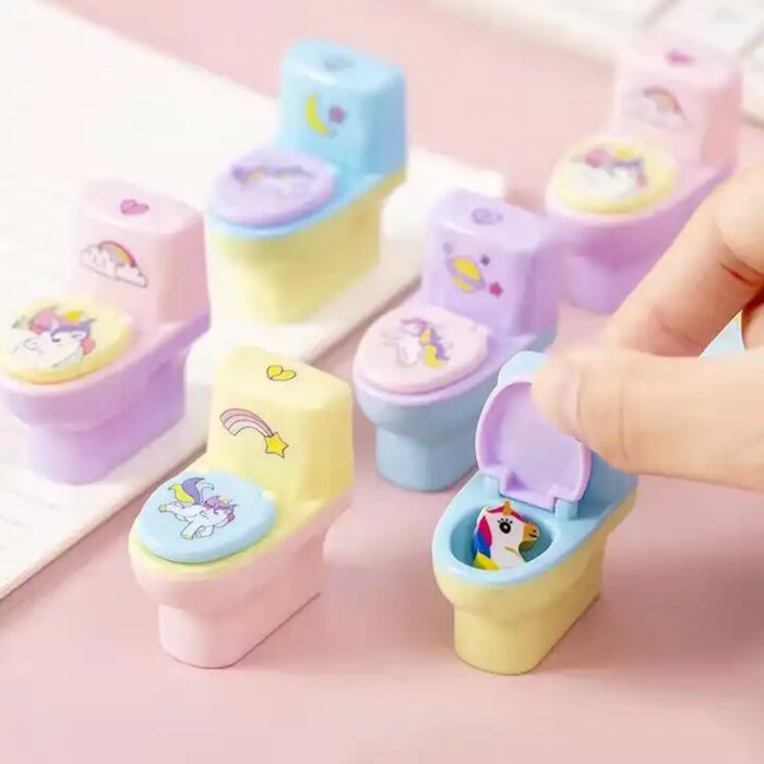 Fun & Functional! Toilet Pencil Sharpener with Eraser (2 Pc Set) - Image 3