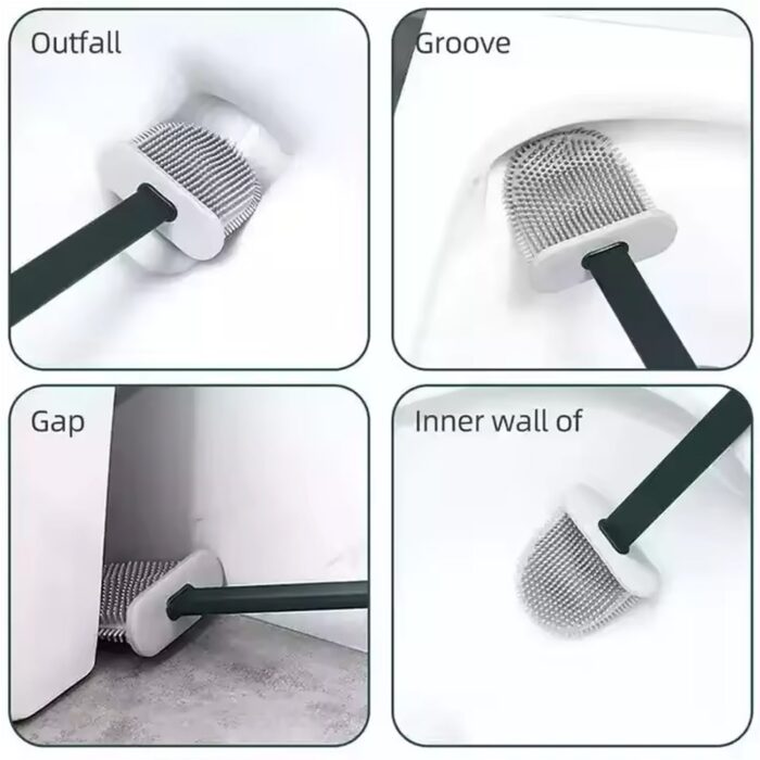 Portable Silicone Toilet Brush with Holder Flex Toilet Brush - Wall Mounted Anti-drip Set Toilet Cleaner Brush | Non-Slip Long Handle Toilet Brush Pack of 1 - Image 6