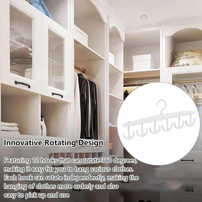 Tank Top Hanger, 12-Hook Space Saving Hanger, Capacity Rotatable Wood Space Saving Hanger Closet Organizers and Storage for Dorm & Apartment for Tank Top - Image 6