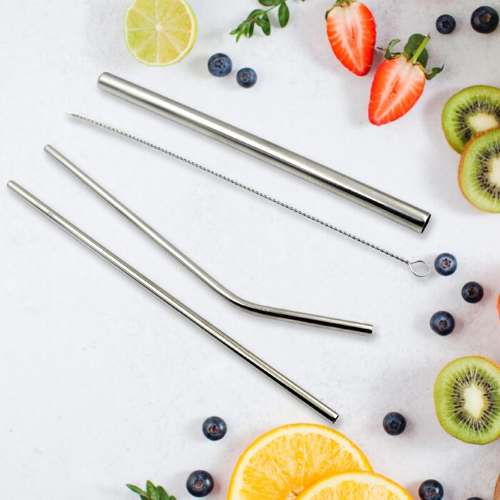 Reusable Stainless Steel Straws with Travel Case Cleaning Brush Eco Friendly Extra Long Metal Straws Drinking Set of 4 (2 Straight straws, 1 Bent straws, 1 Brush) - Image 6