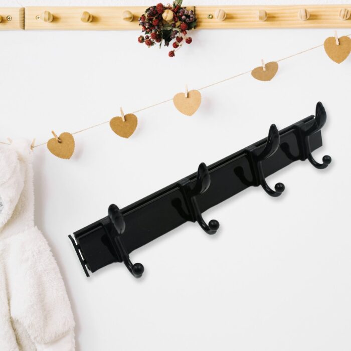 Cloth hanger, Wall Door Hooks Rail for Hanging Clothes for Hanging Hook Rack Rail, Extra Long Coat Hanger Wall Mount for Clothes, Jacket, Hats, 6 Hook With Eco-friendly Liquid Adhesive Glue - Image 3