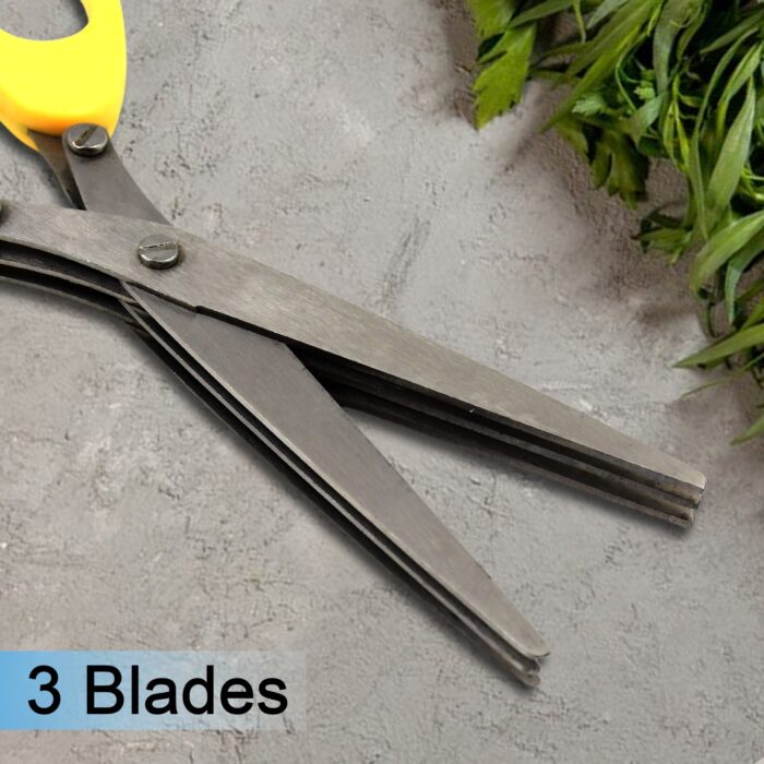 Multifunction Vegetable Stainless Steel Herbs Scissor With 3 Blades (1 Pc) - Image 3